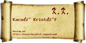Kacsó Kristóf névjegykártya
